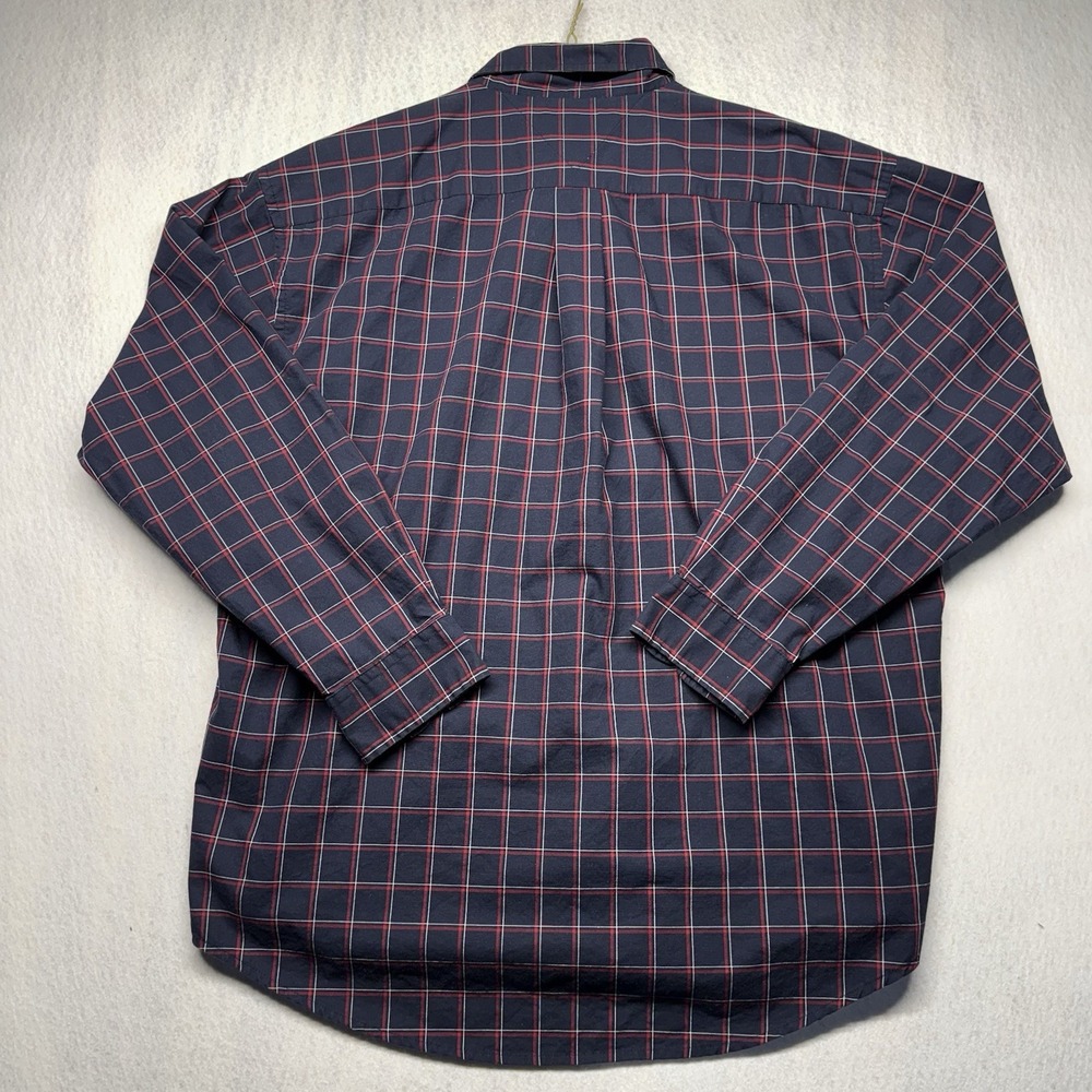 Tommy Hilfiger Shirt Mens XL  Blue Plaid Button Down Long Sleeve Flag Logo VTG - Picture 2 of 16
